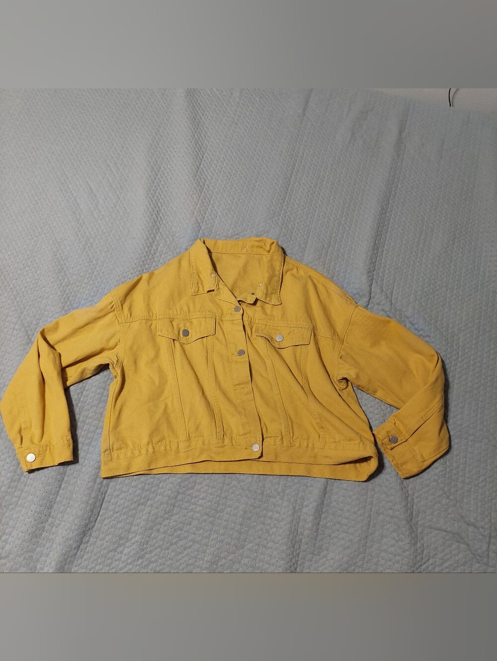 SHEIN Yellow Cropped Denim-Style Jacket